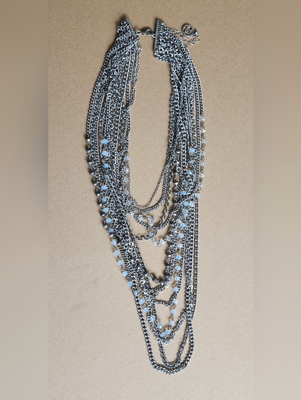 Erica Lyons Silver-Tone Multi-Layer Crystal Accent Necklace